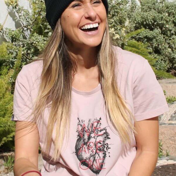 Camiseta rosa para mujer de manga corta, TRIBU