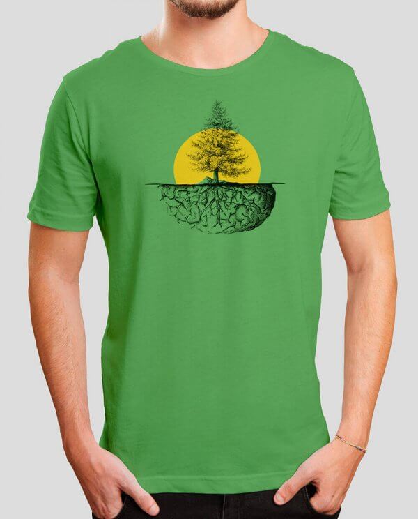 Camiseta Verde Hombre Brain - Imagen 2