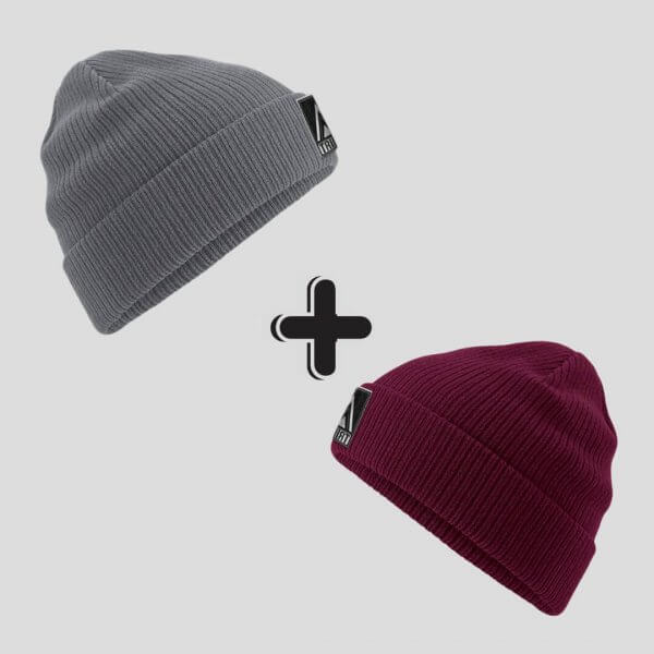 Lote 2 Gorros Estampados Gris y Burdeos