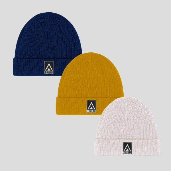 Lote 3 Gorros Estampados Navy, Mostaza y Beige